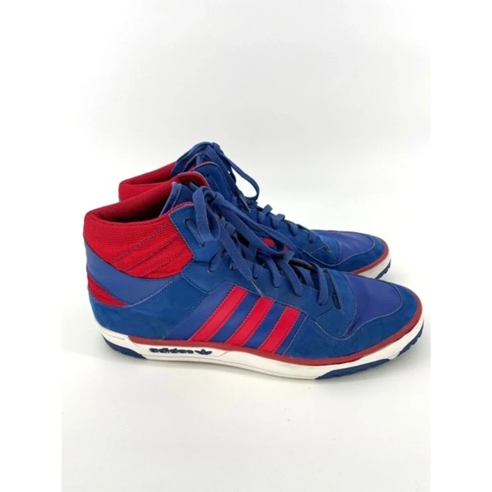 Adidas Post Player Top Vulc Mens 11.5 Basketball Sneakers Blue Red Retro Pistons